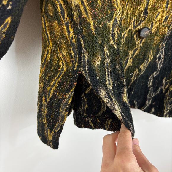 Candiss Cole Vintage 100% Silk Jacket Medium Snake Reptile Print Orange Green - Picture 6 of 10